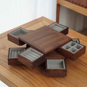Wooden Storage Box with Drawers